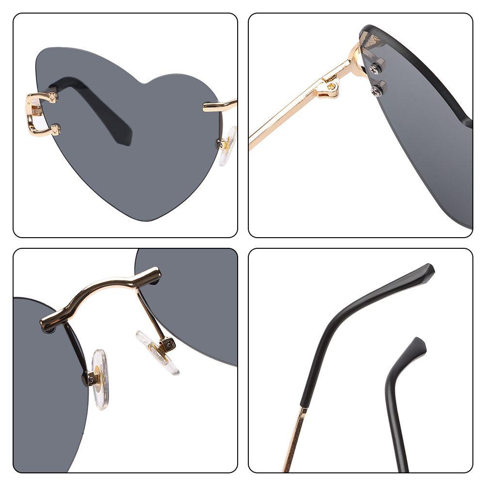 R-flower Rimless Sunglasses Vintage Wanita Trendy Eyewear