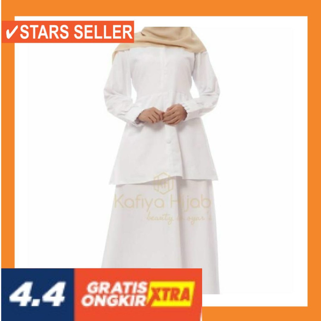 BAJU MUSLIM LEBARAN BARU IDUL FITRI  BUAT SHOLAT / GAMIS PUTIH POLOS MODEL STELAN BAHAN TOYOBO