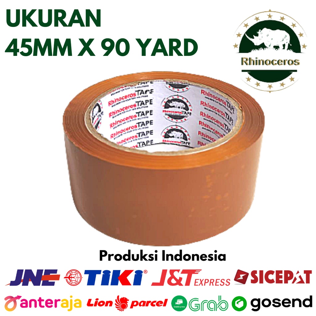 Lakban Coklat RHINOCEROS Tape Solati Isolasi Warna 2Inch 45mm x 90Yard