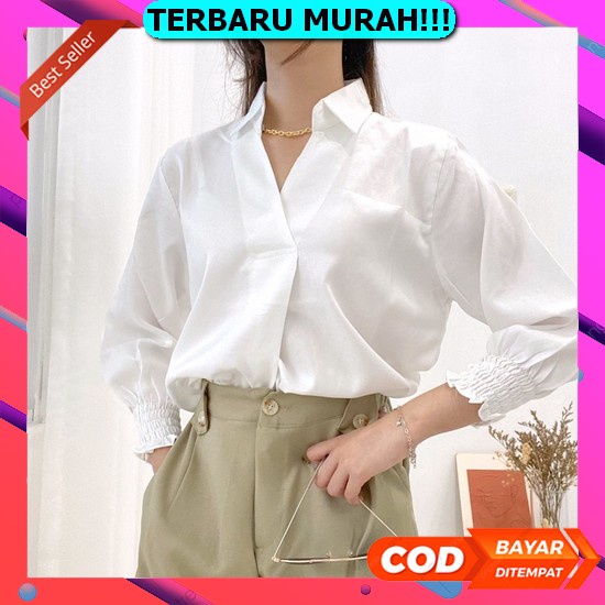 Kemeja Katun Cardinal Branded Shirt Hem Flanel E3Q5 Oversize Casual Lengan Pendek Wanita Lengan Panj