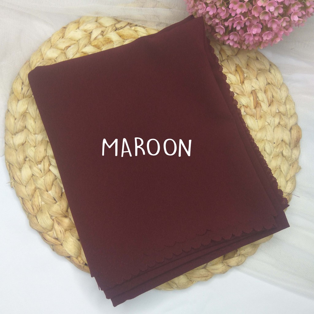 HIJAB/JILBAB PASHMINA DIAMOND 175 x 75  LASERCUT + JAHIT TEPI KECIL-MAROON