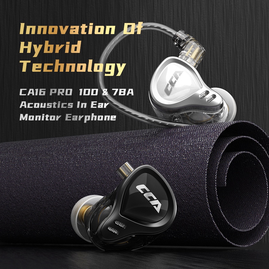 Cca CA16 Pro Headset Earphone Kabel 7BA + 1DD Hybrid Teknologi 16 Unit Bass HiFi Dengan Mic