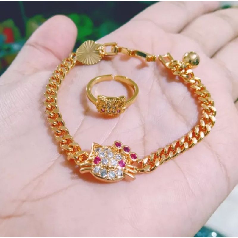 gelang rantai anak hello kitty gold