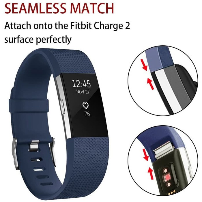 Tali Jam Sport Silicone Strap Band Fitbit Charge 2 Classic navy blue