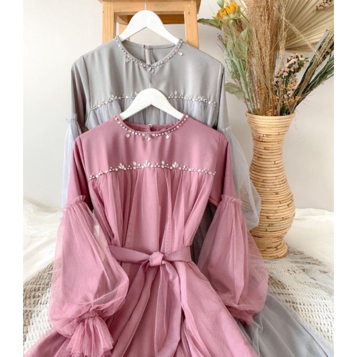 [ORI] Shandrina Tile Dress ld 110 Tile Full Keliling Full Furing Brukat Jumbo/Dress Payet Maxy Mayung Lebar Kondangan Muslimah Lebaran