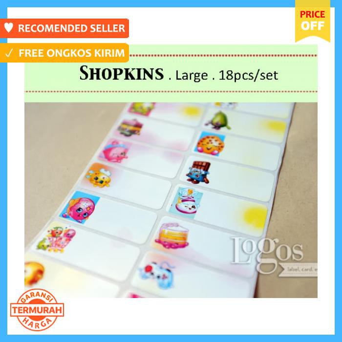 

Stiker - Shopkins Large. Label Waterproof Lollii Apple Chocolate Cookie - Pengikat & Perekat