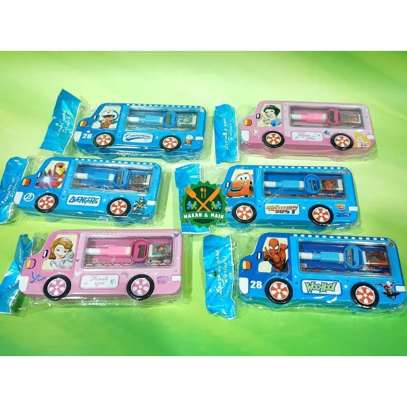 

Kotak Pensil Bentuk Mobil Penggaris Pensil Penghapus Motif Snow White Sofia Cars Ironman PC1863