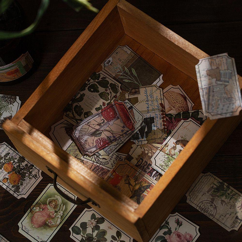 Solighter 40pcs/pack Retro Kertas Stiker Vintage Album Jurnal Stempel Hias