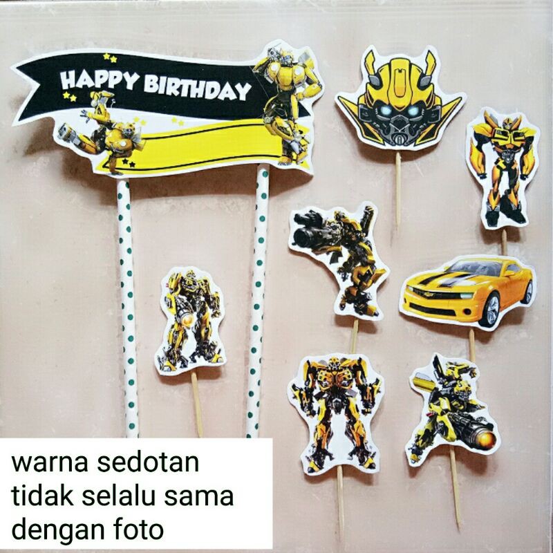 topper hiasan nasi tumpeng kue cake ulang tahun birthday karakter transformer bumble bee bumblebee