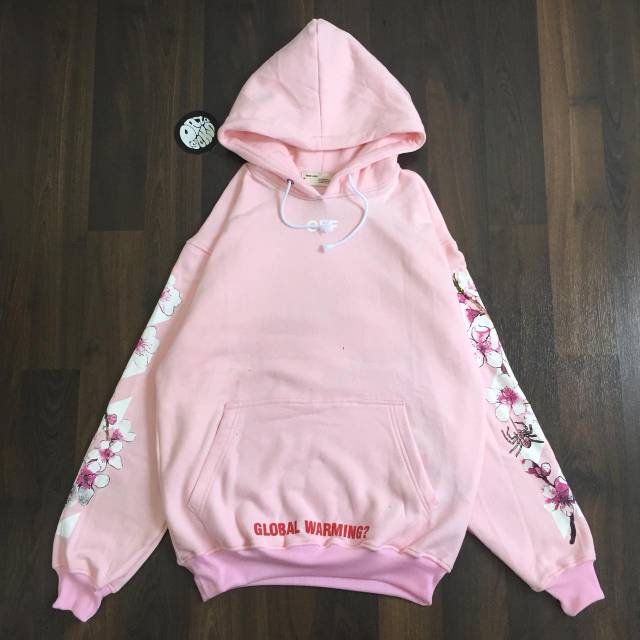 off white sakura pink hoodie