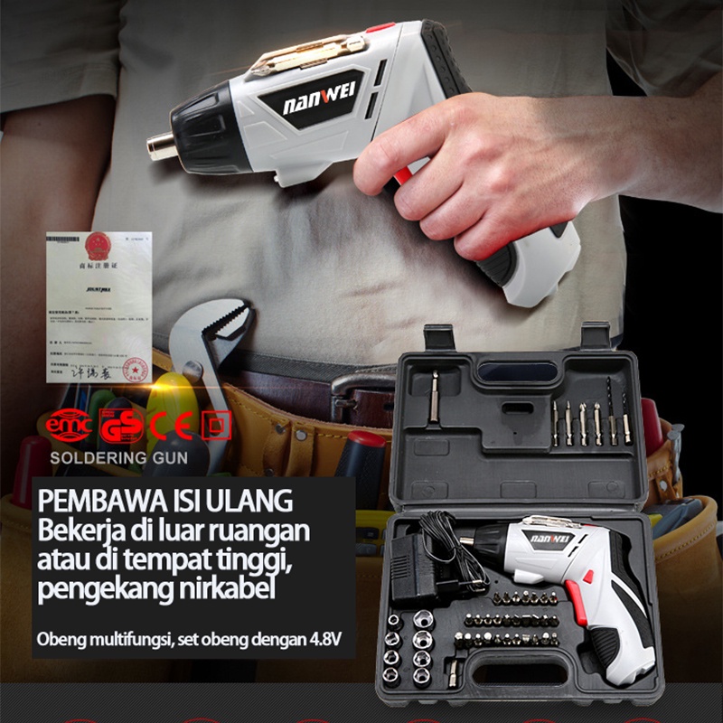 4.8VBor tangan yang dapat diisi ulang / Obeng Rumah Tangga / Electric Screw Driver / Obeng Listrik / Obeng