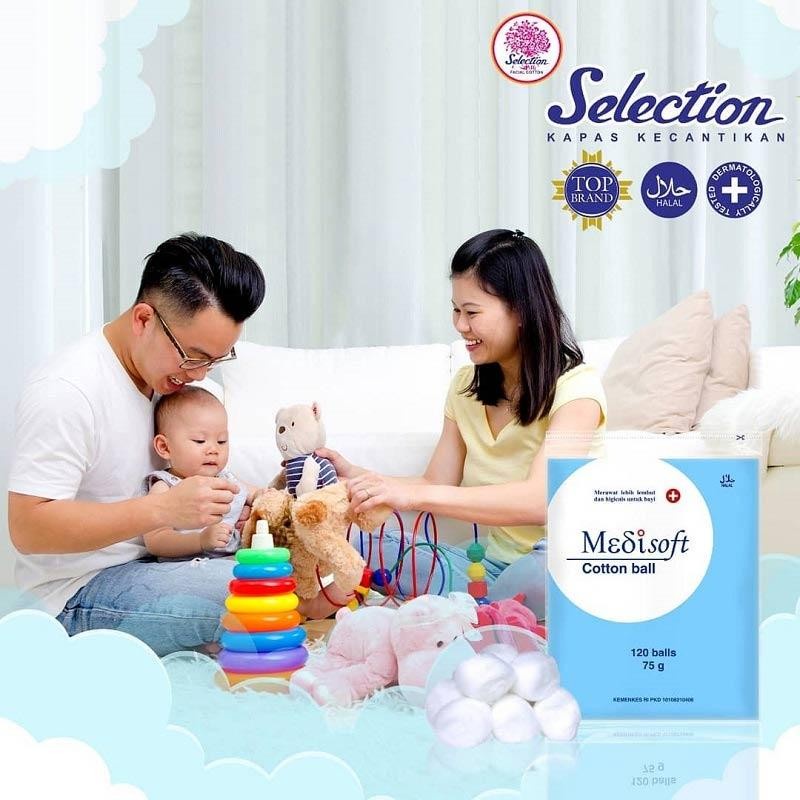 PROMO!!! Medisoft Cotton 120 Ball Blue 75g / Green 120g Kapas Bola Bayi