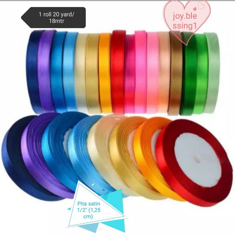 

PITA SATIN 1/2" (1,25 CM) ECER PER ROLL GROSIR