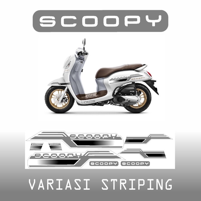 STICKER STRIPING LIS BODY SCOOPY VARIASI PUTIH HITAM 08