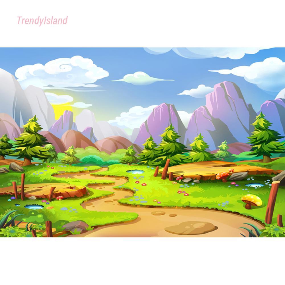 Layar Backdrop Background Prop Fotografi Gambar Pemandangan Kartun