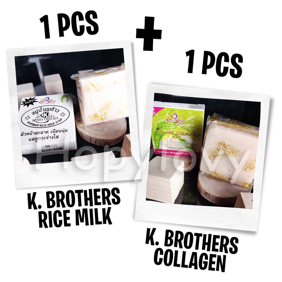 HOPYLOVY Paket 2 Pcs Sabun K Brothers Original Rice Milk + Ijo Collagen