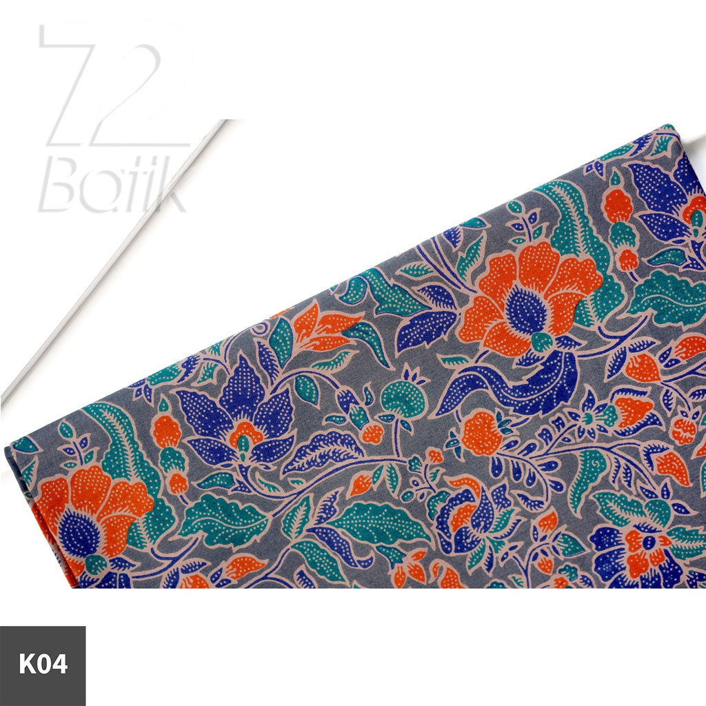 KAIN BATIK PREMIUM Bahan Katun Motif Kembang Alas Warna Abu Abu Grey Gray Orange Biru 721093 Cap 72 Jarik Jarit Samping Kebat Panjang Batik Katun Modern Premium Bahan Seragam Batik Pernikahan Kantor Keluarga Murah Kamen Jadi Batik Bali Lembaran