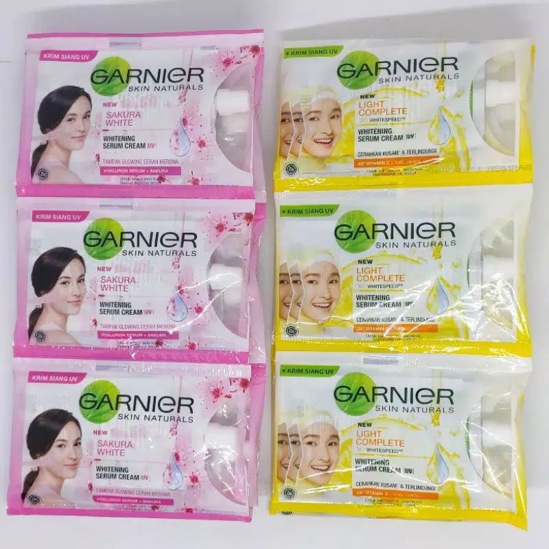 Garnier cream sachet 7gr sakura white , night cream , light complete | Garnier sachet malam