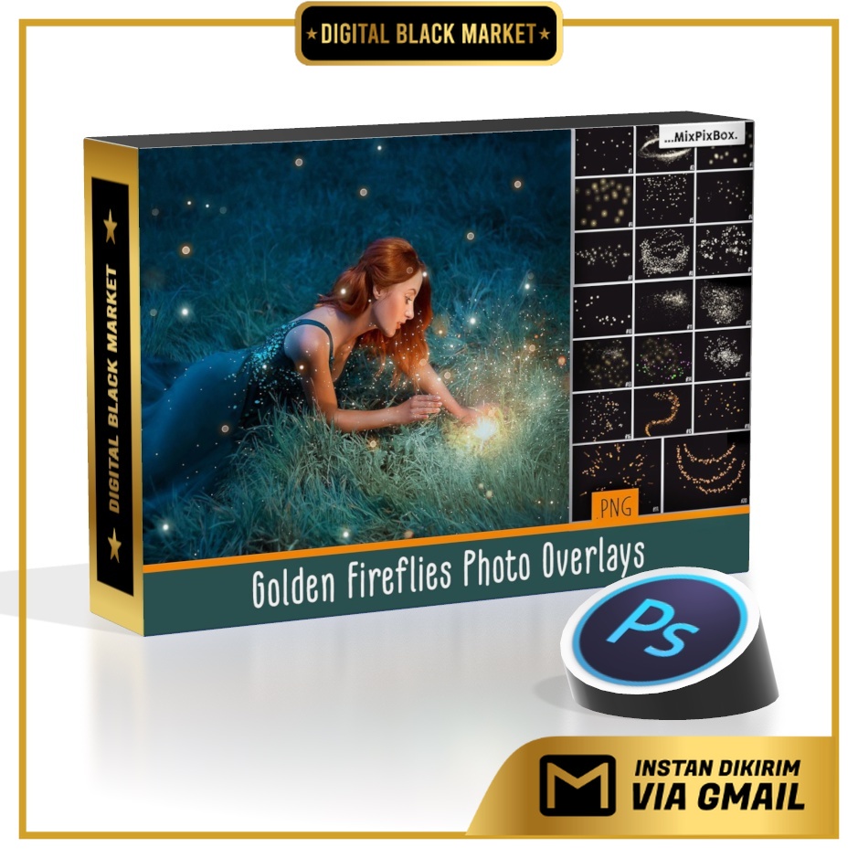 Golden Fireflies Photo Overlays - JPEG Ultra HD