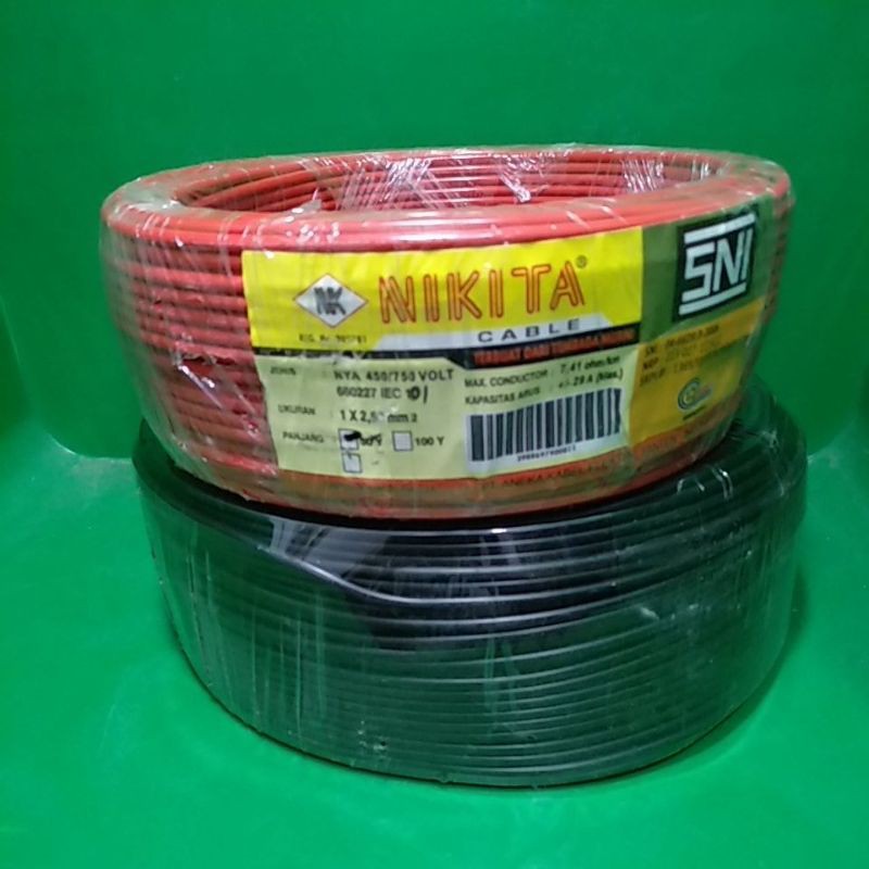 KABEL KAWAT TUNGGAL NYA  2.5MM X 45M HITAM MERAH MERK RANDOM