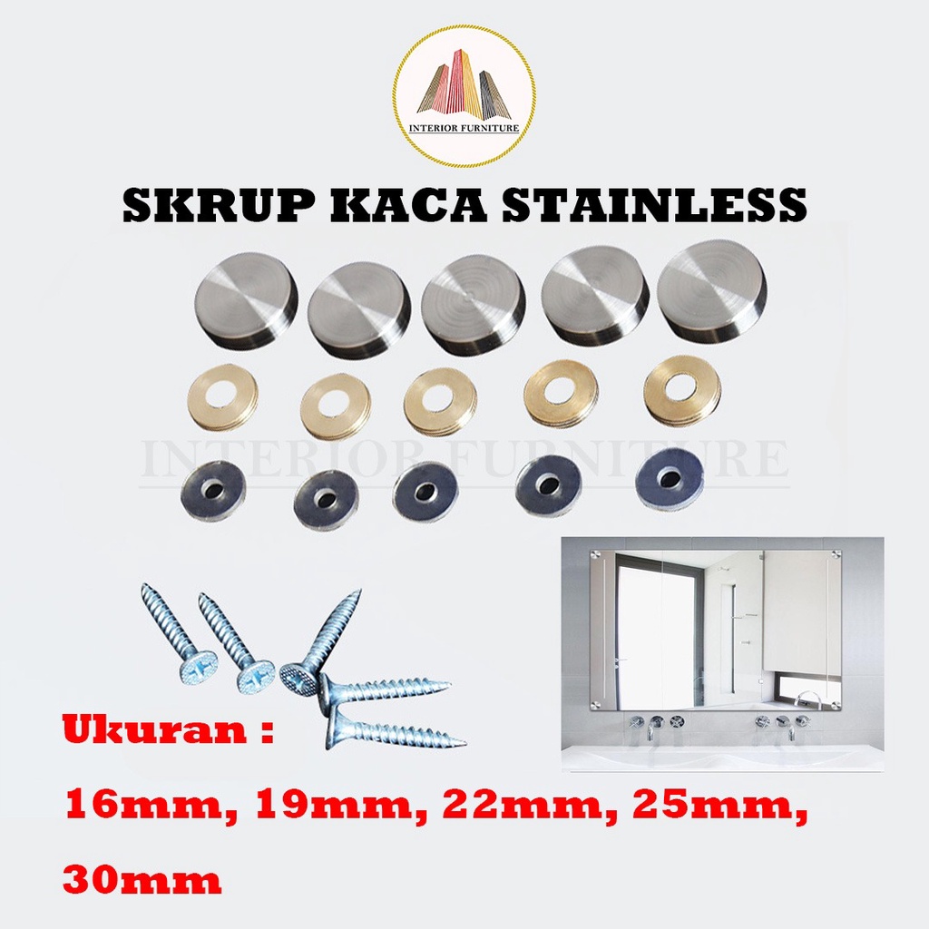 Tutup Skrup Kaca STAINLESS STEEL Dop Screw Tebal Bagus Sekrup Kaca Cermin Mirror Screw Skrup Stenlis