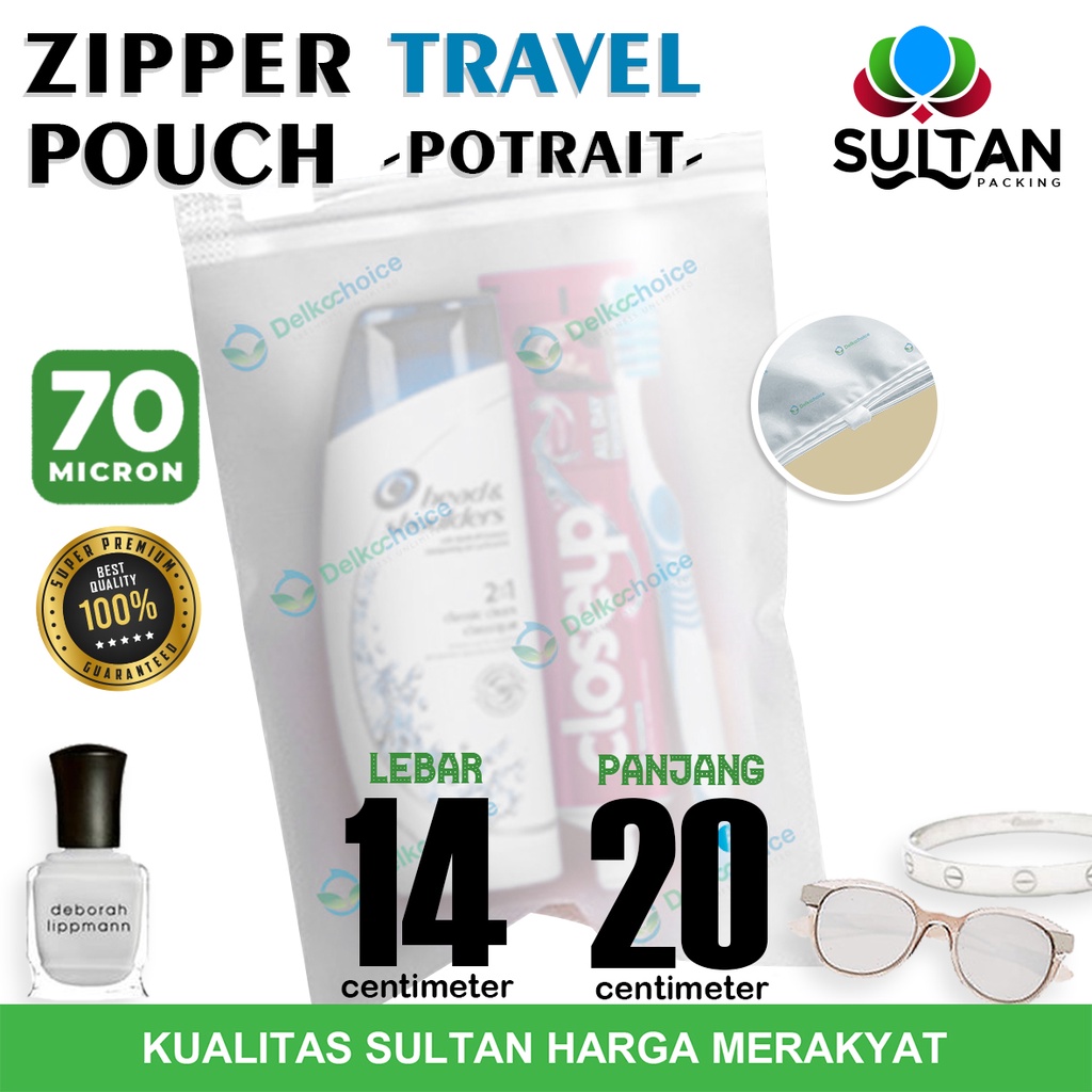 Plastik Travelling Pouch 14x20cm POTRAIT MATTE zipper storage Travel organizer bag / SATUAN