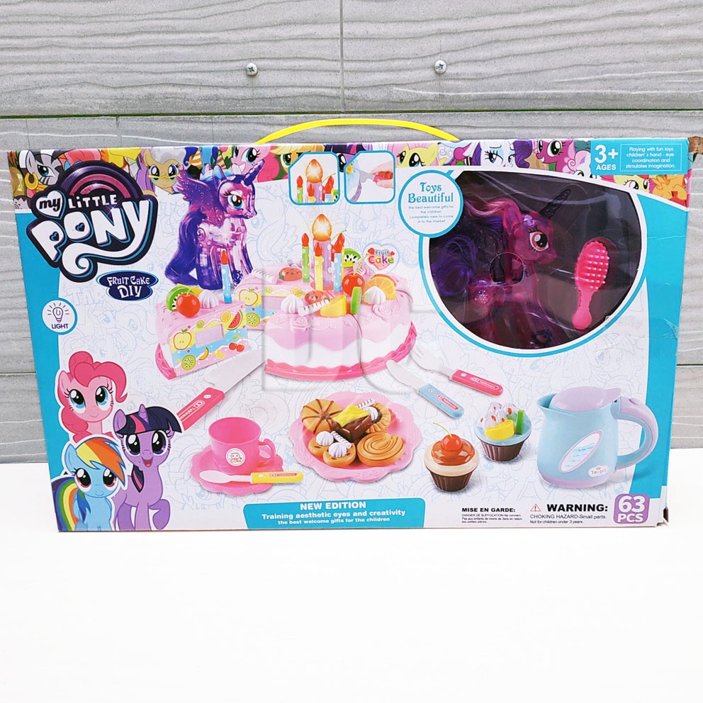 My Little Pony Fruit Cake Mainan DIY Birthday Cake Kue Potong Ulang Tahun