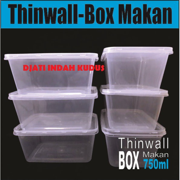 BARANG MURAH!!! Thinwal Rect 750ml 25 psc /Food Container Box Tempat Makanan Plastik Thinwall 750ml