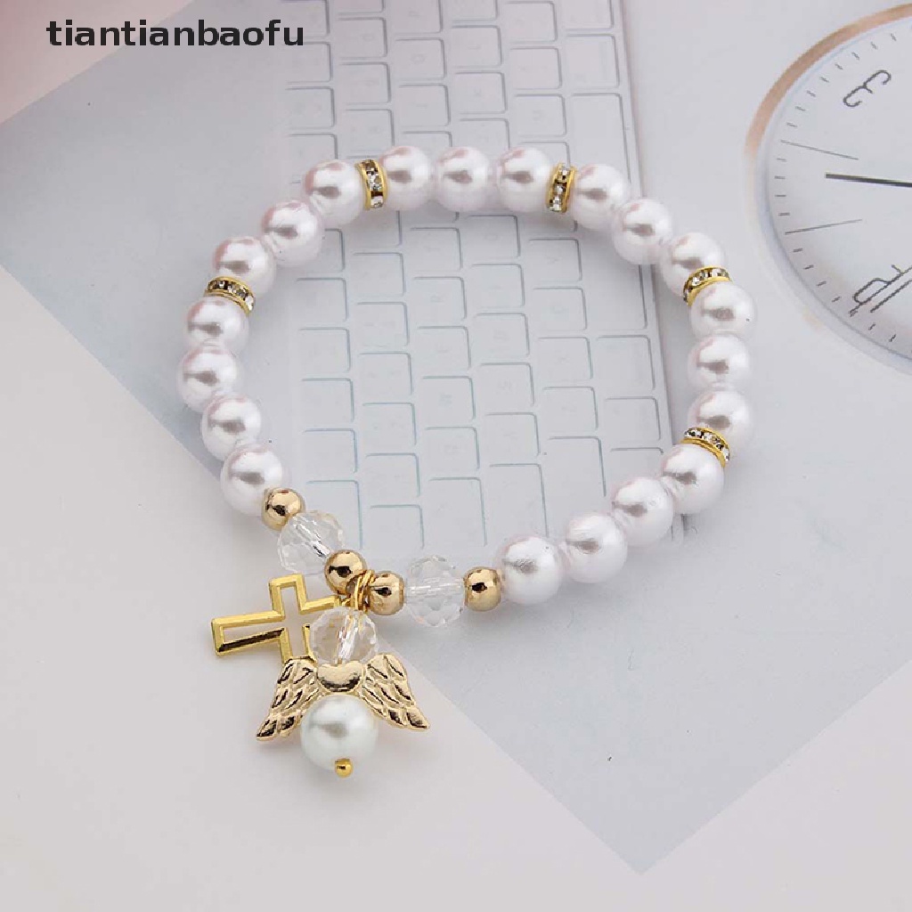 [tiantianbaofu] Baby Shower Favor Christening Bracelet Angel Baby Shower Girl Boy Baptism Gift Boutique