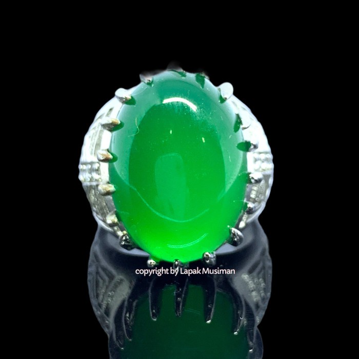 [Bayar di Tempat] Cincin Pria Batu Hijau Chalsedony Model Tanam Mirip Bacan