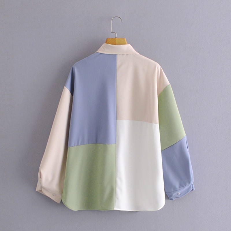 Kemeja Wanita Polos Dua Warna Casual Shirt Two Tone Mix Color Shirt-2