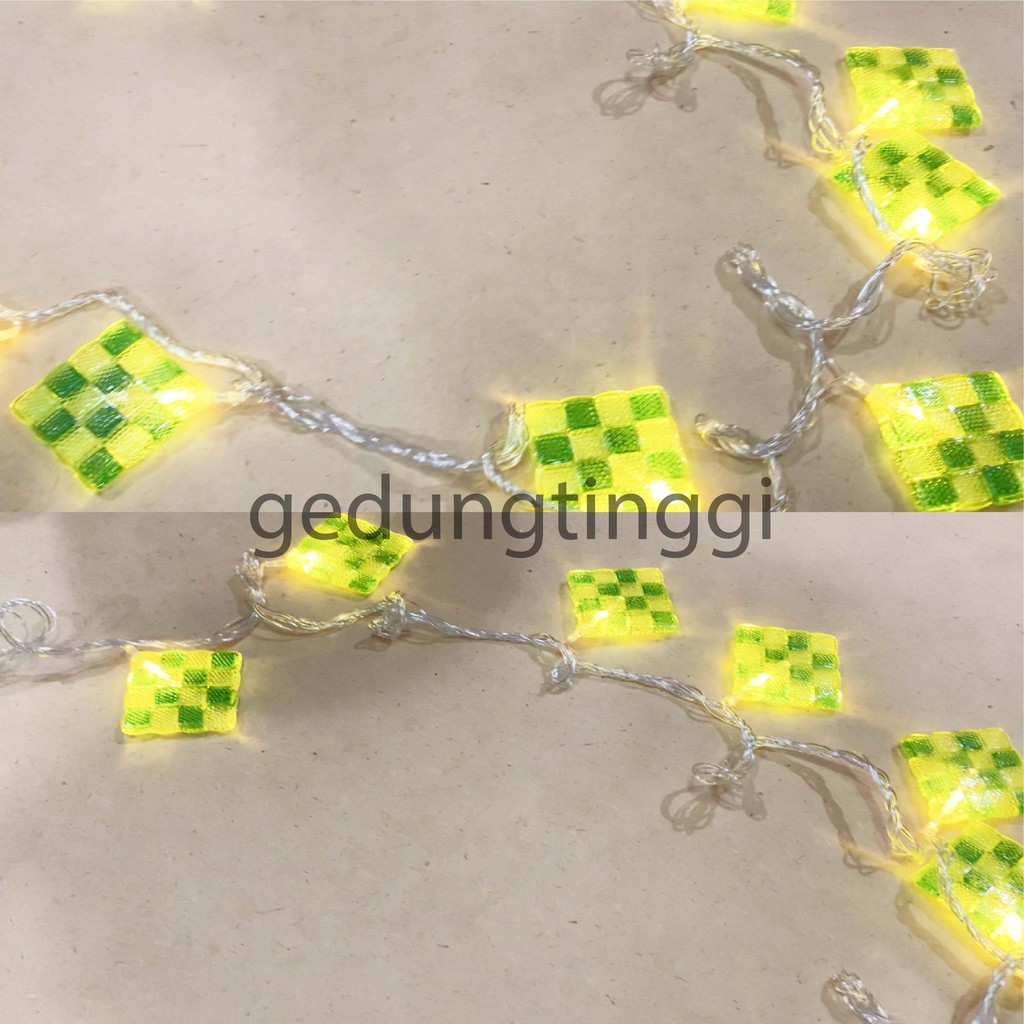 Lampu Ketupat Lampu Hias Lebaran Ramadhan 2 Ukuran 6x6 cm Lampu Idul Fitri Model Pipih