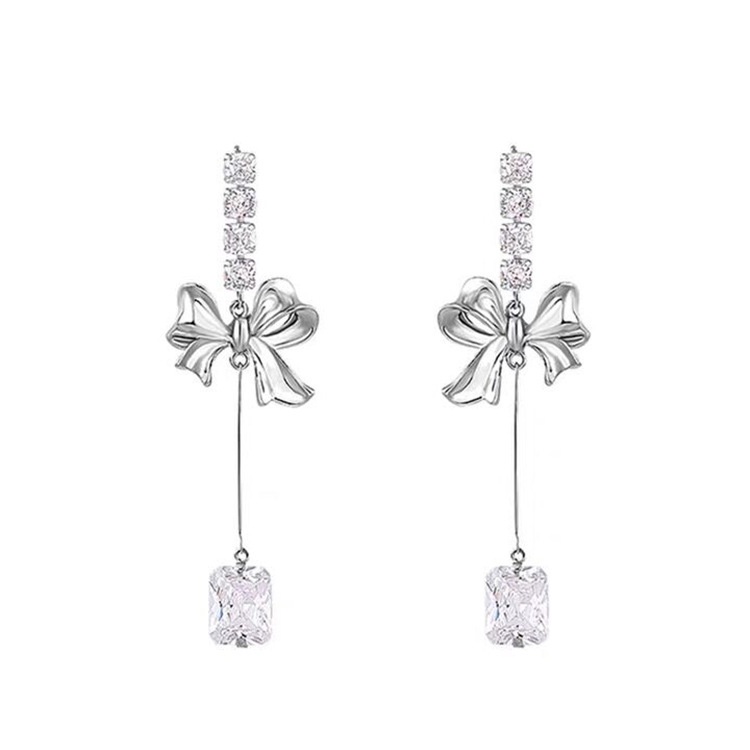 Anting Stud Desain Pita Bahan S925 Silver Needle Zircon Metal Gaya Korea Untuk Perempuan