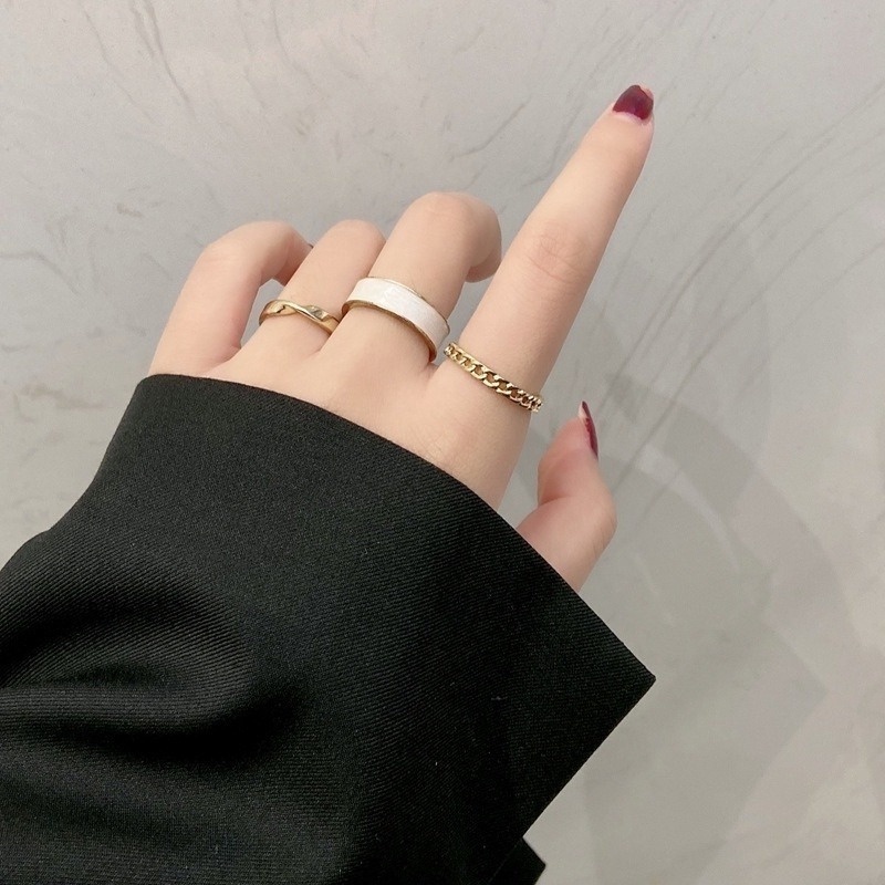 Set Cincin Jari Telunjuk Adjustable Gaya Korea Untuk Wanita