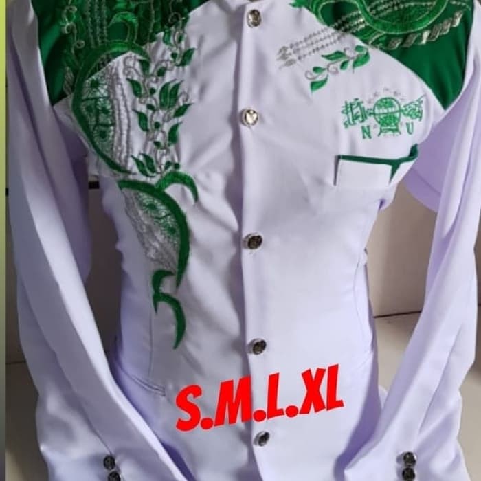 Jasko Putih Kombinasi Hijau Bordir Logo NU