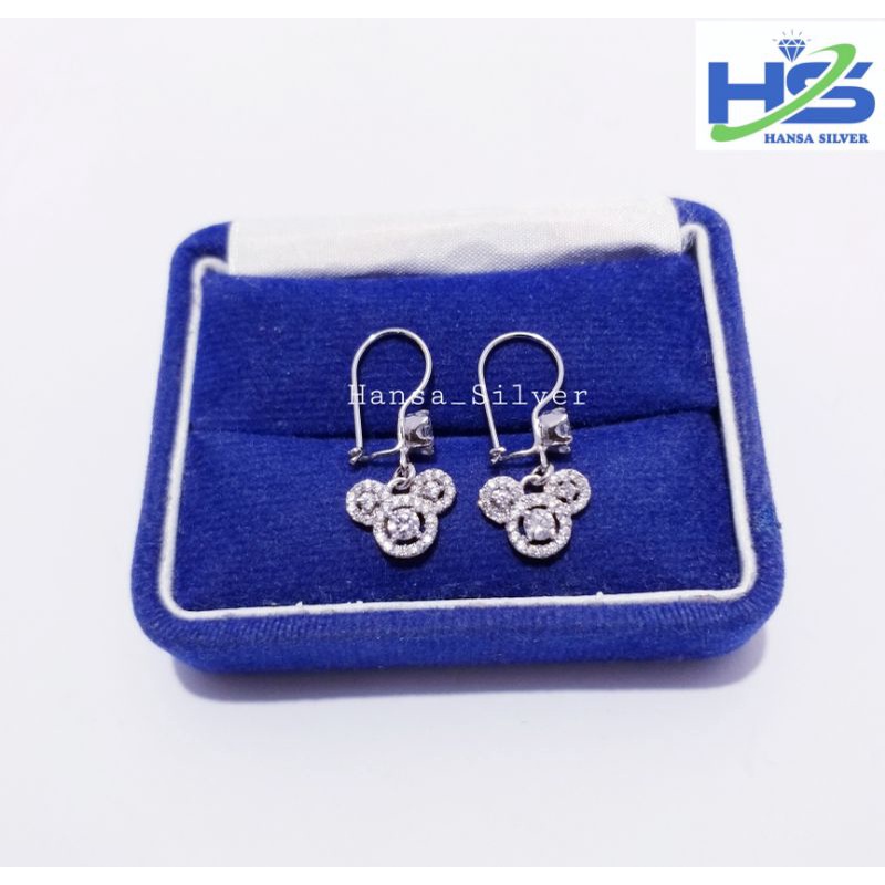 Anting Perak Asli Silver 925 Lapis Emas Putih Mickey Mouse