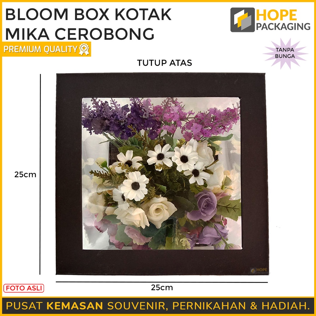 Bloom Box Kotak Mika Cerobong Lebaran /  Natal / Tahun Baru Kotak Kado Transtparant Kotak Bunga Hampers Square