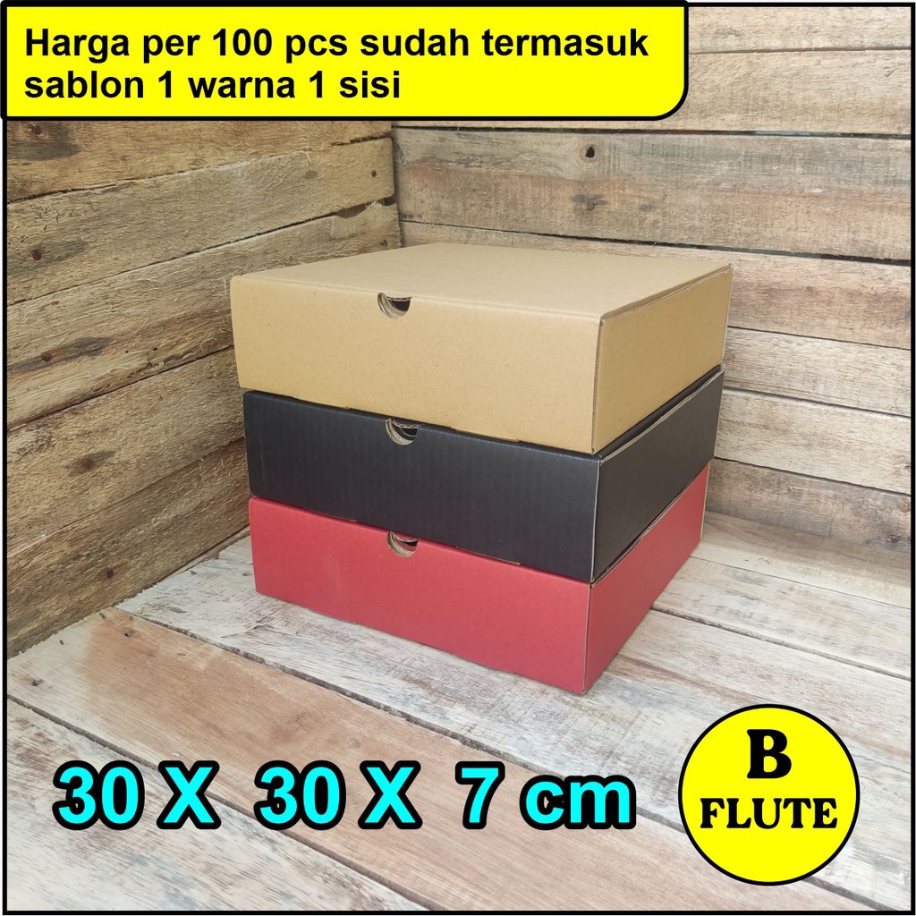 

100 pcs BOX PIZZA 30X30X7 cm + SABLON 1 WARNA 1 SISI