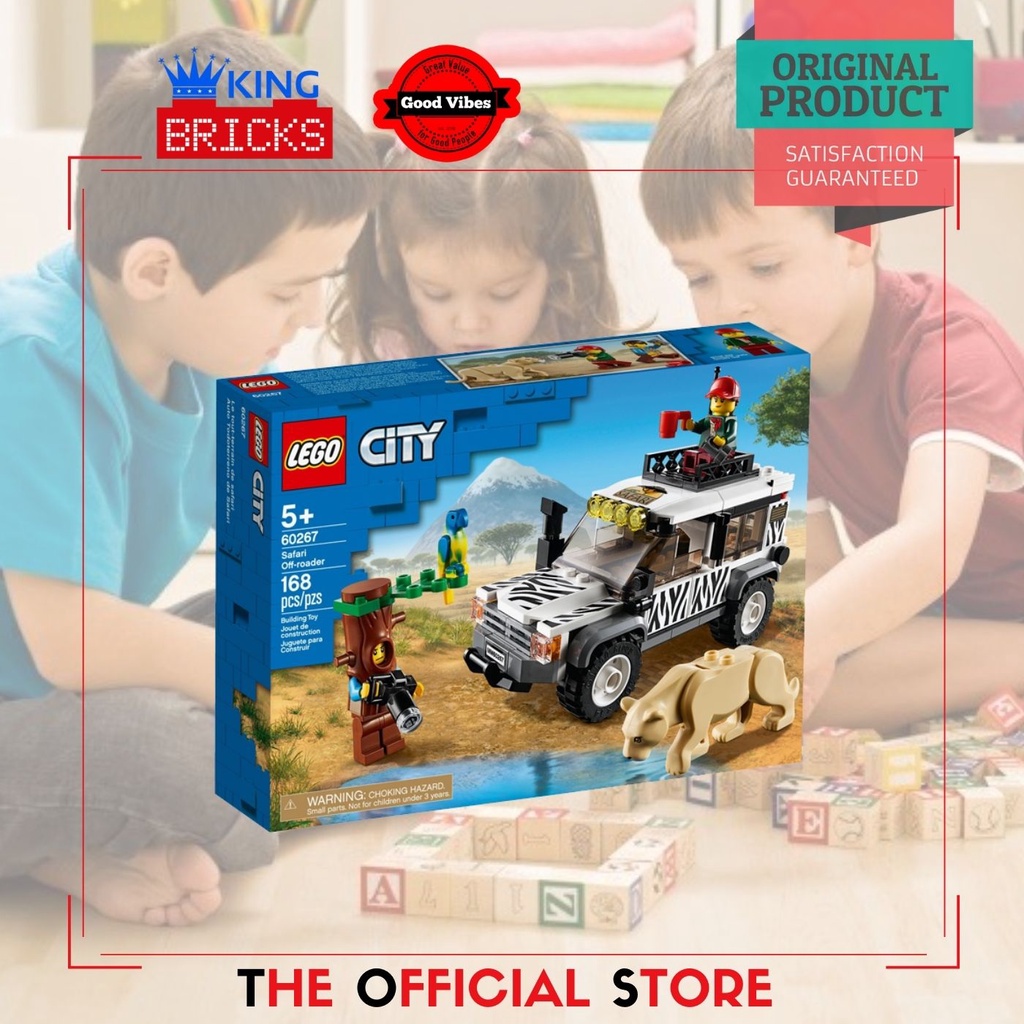 LEGO Original CITY 60267 Safari Off-Roader - Mainan Anak Edukasi Lego Singa Afrika Lego Mobil Hutan