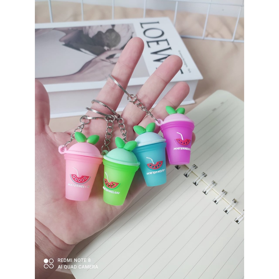 GANTUNGAN KUNCI BOBA BUBBLE TEA SEMANGKA GANCI MILK TEA ES KRIM KEYCHAIN KEYRING