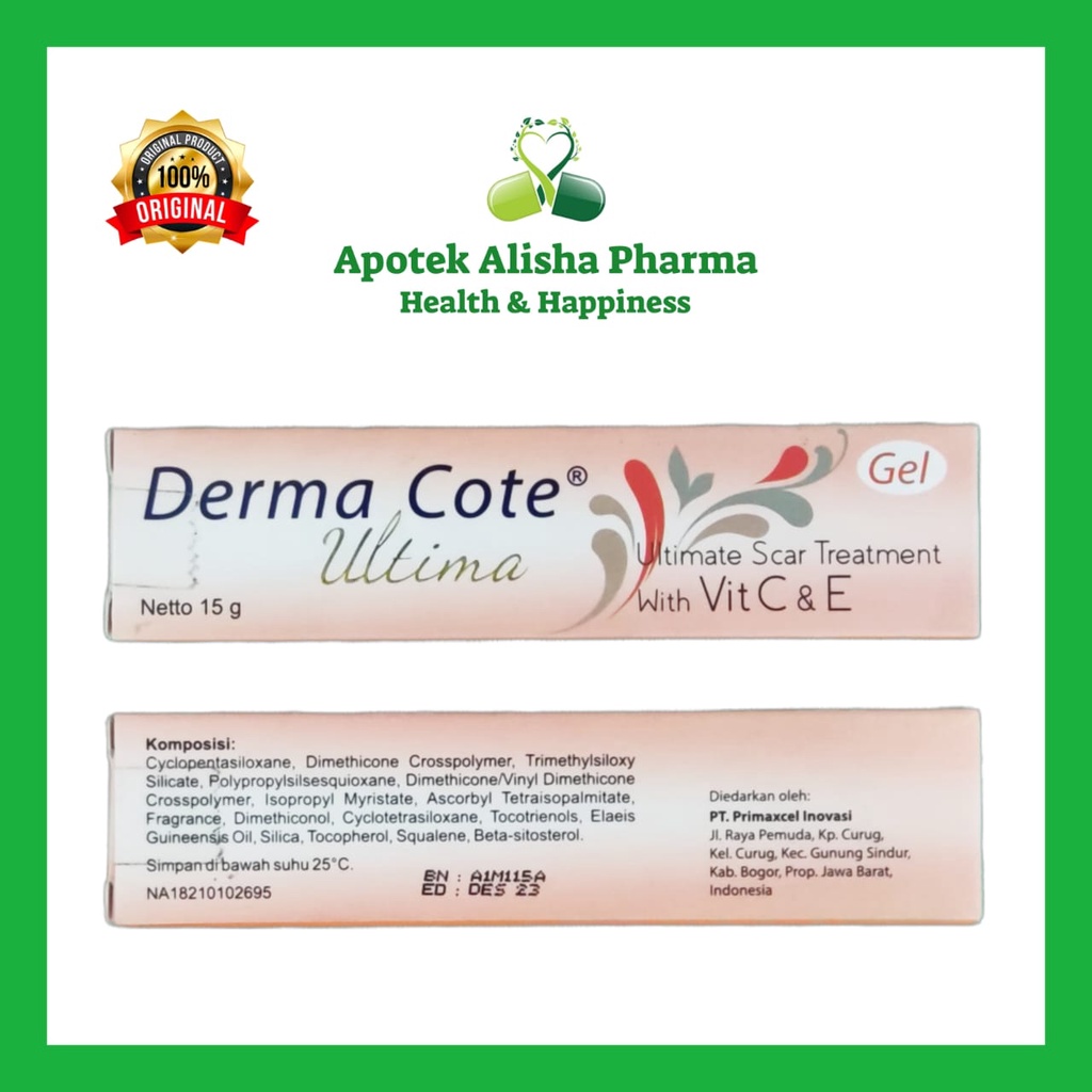 DERMA COTE ULTIMA Gel 15 gram - Gel Penghilang Bekas Luka / Flek Hitam / Jerawat