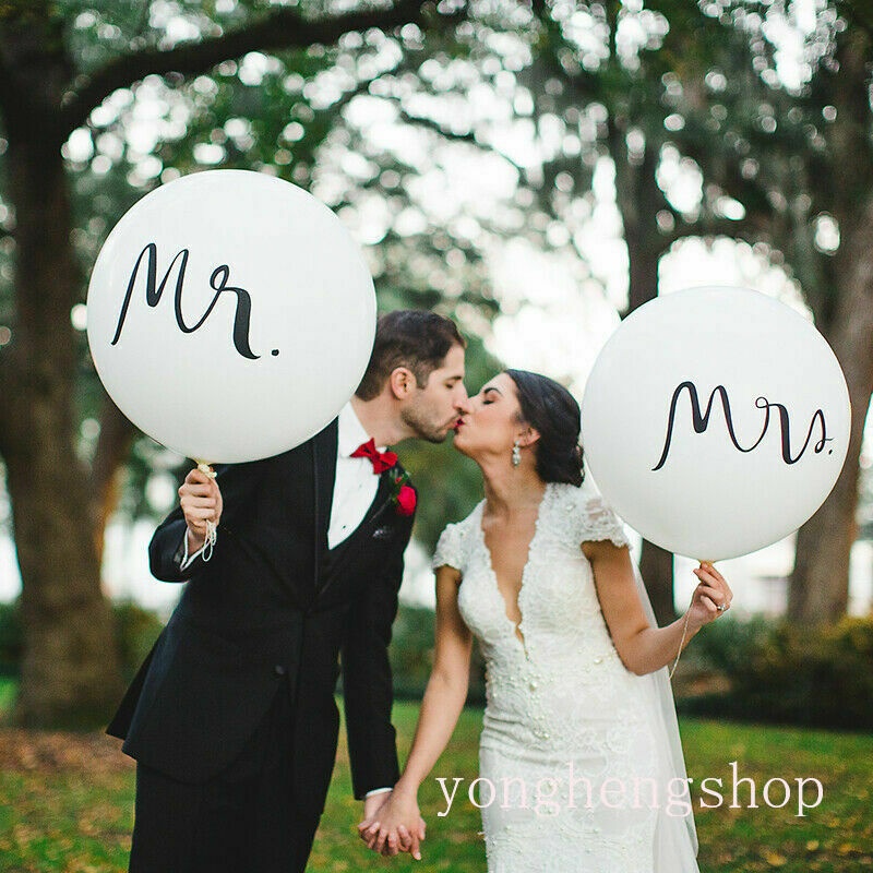 Balon Foil 36 / 18 Inci Motif Mr &amp; Mrs Untuk Dekorasi Pernikahan / Valentine / Acara Fotografi