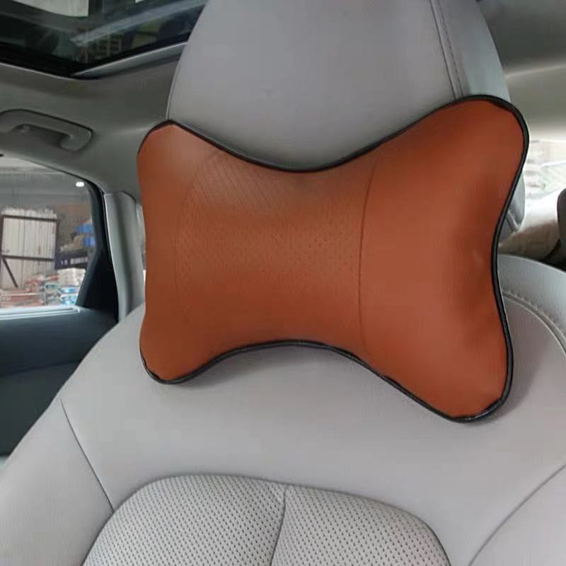 2pcs/set Car Neck Pillow PU Leather Breathable Mesh Auto Car Neck Rest Headrest Cushion Bantal Untuk Aksesoris Mobil Interior Bantal Leher Kursi Kepala Leher Penyangga Istirahat Kepala Yang Nyaman