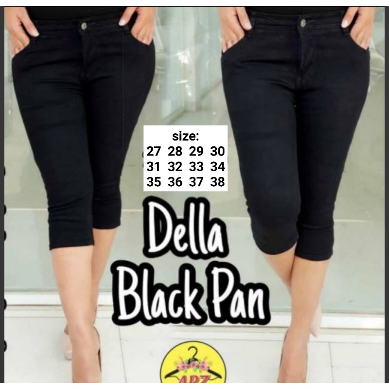 Celana 7/8 Jeans Stretch Hitam . Celana Pendek Jeans Wanita Murah