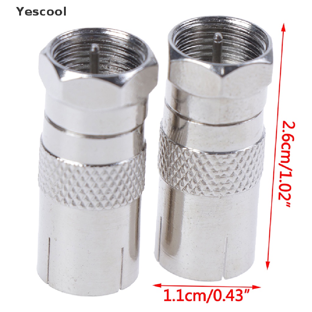 Yescool 2Pcs Adapter Konektor Socket Tipe F Male Ke RF Coax Aerial Female Untuk TV