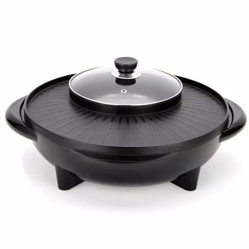 Panci Hotpot Shabu 2in1 Electric BBQ Listrik Pot Steam Grill Fleco 602 bergaransi resmi 1 tahun mantap