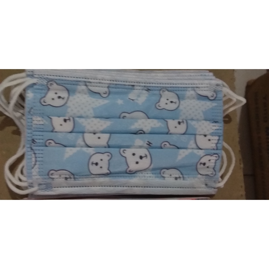 masker motif anak 3ply earloop per pak isi 10pcs