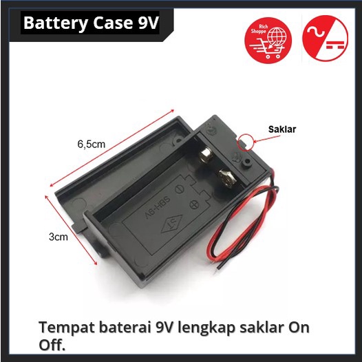 Battery Case Tempat Baterai 9V Box Baterai Kotak