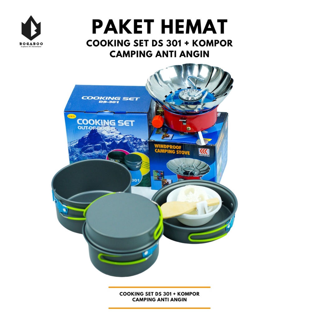 Paket Hemat Cooking Set DS 301 + Kompor Mawar - Paket Nesting Set