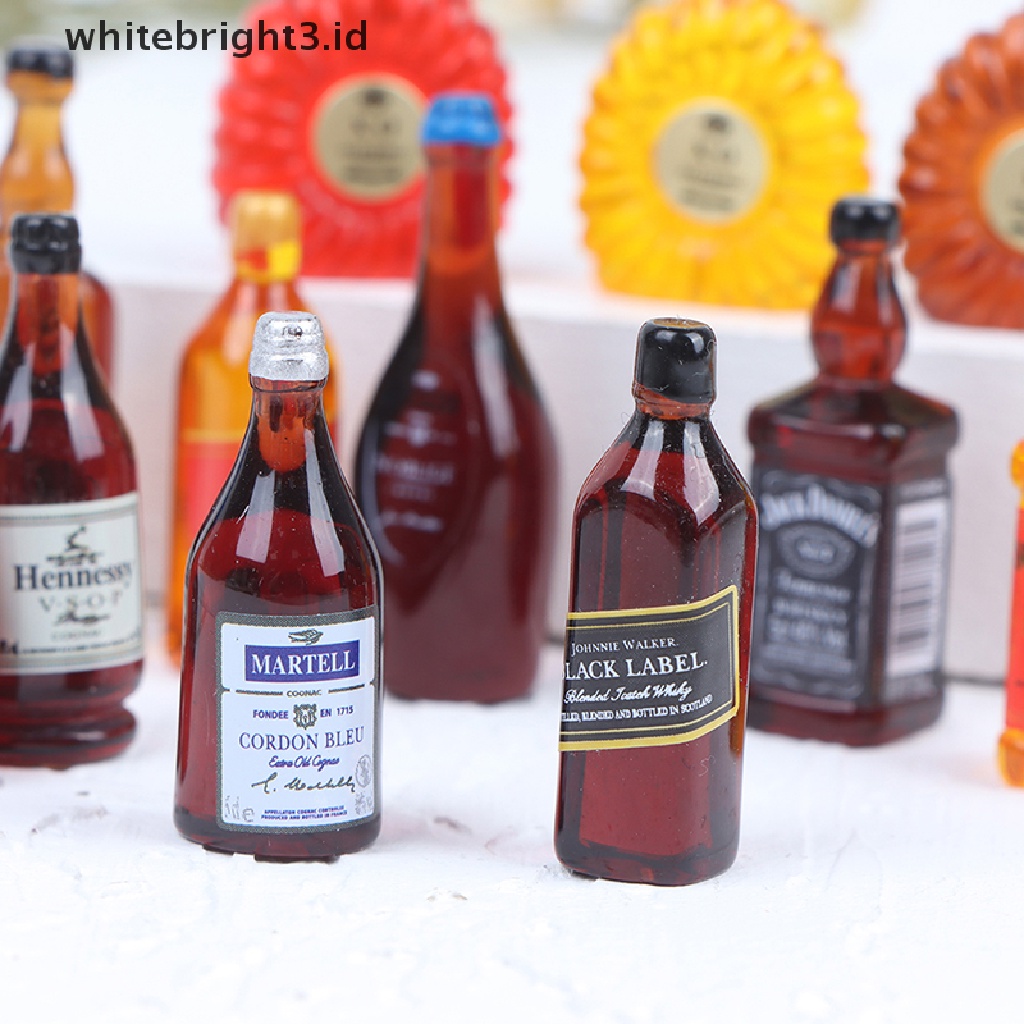 (whitebright3.id) 10pcs Miniatur Botol Minuman Skala 1: 12 Untuk Aksesoris Dapur Rumah Boneka